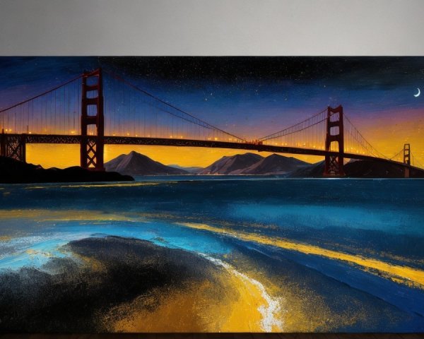Golden Gate Bridge at Sunset with Serene Landscape