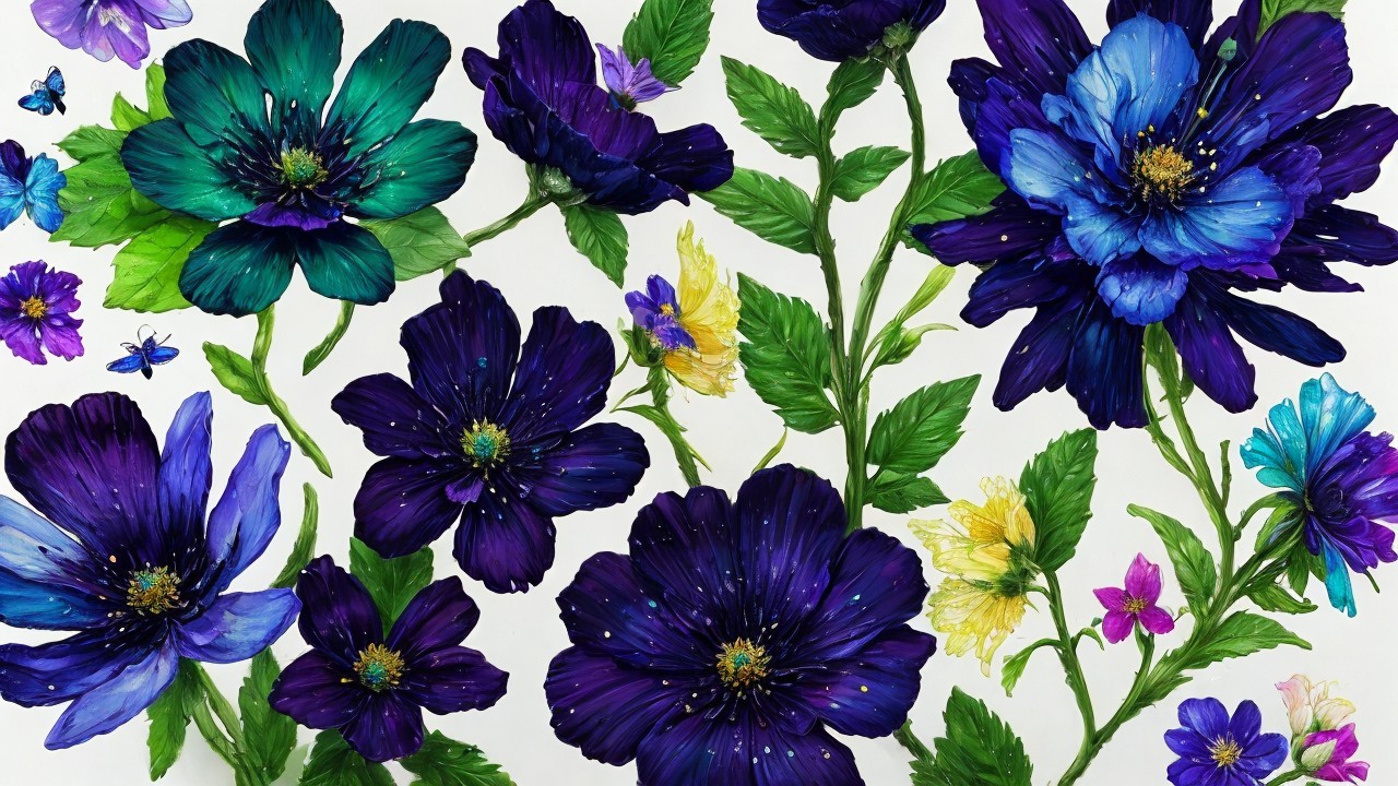 Vibrant Floral Arrangement in Purple and Blue Shades