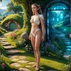 Serene Landscape with Rolling Hills and Whimsical Doorways