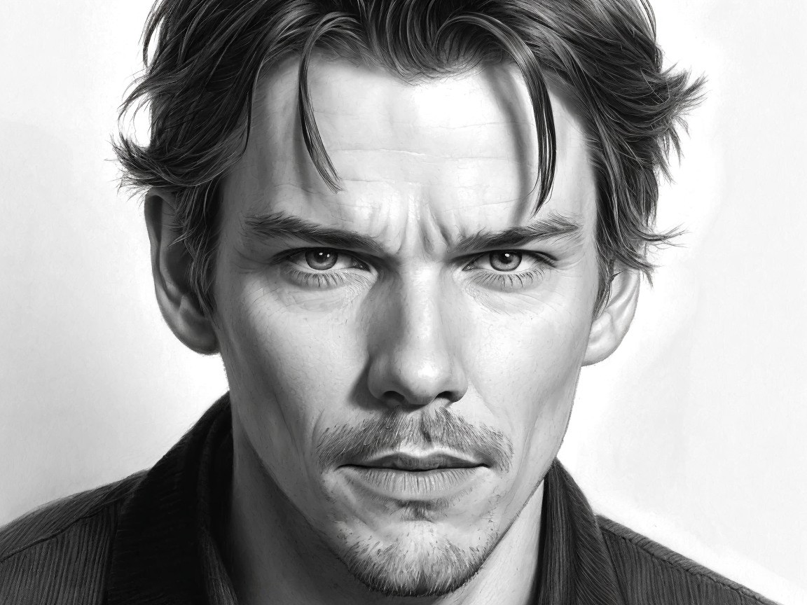 Monochromatic Portrait of a Serious Man with Depth