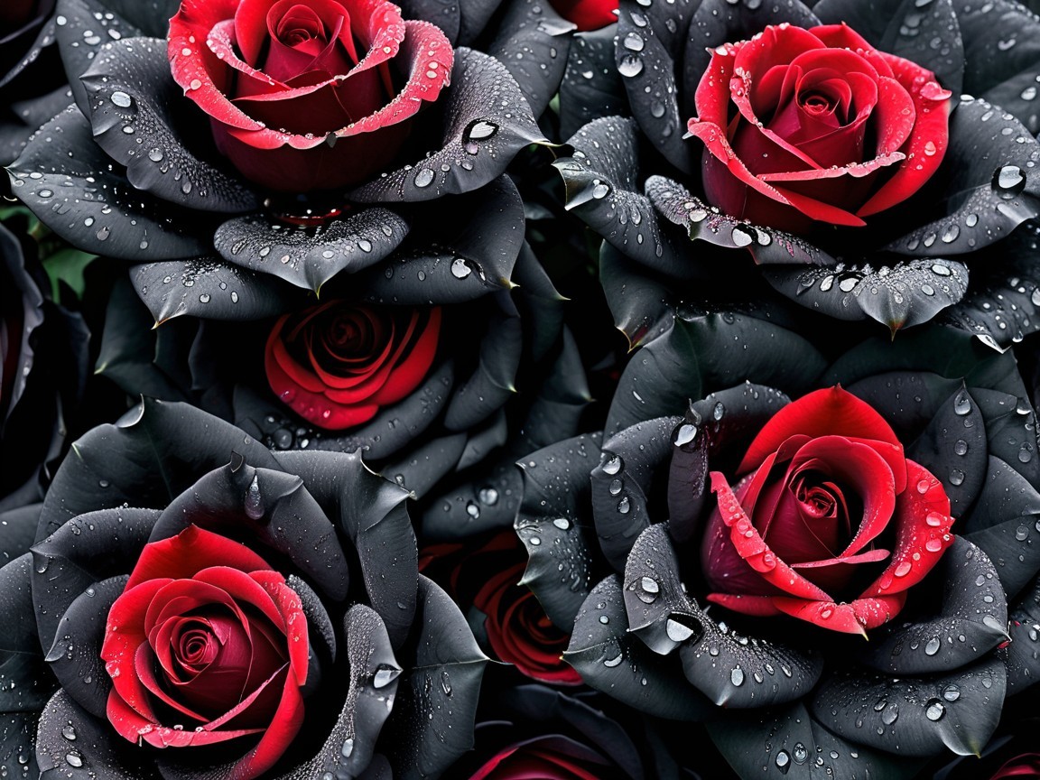 Deep Red Roses with Black Foliage Arrangement
