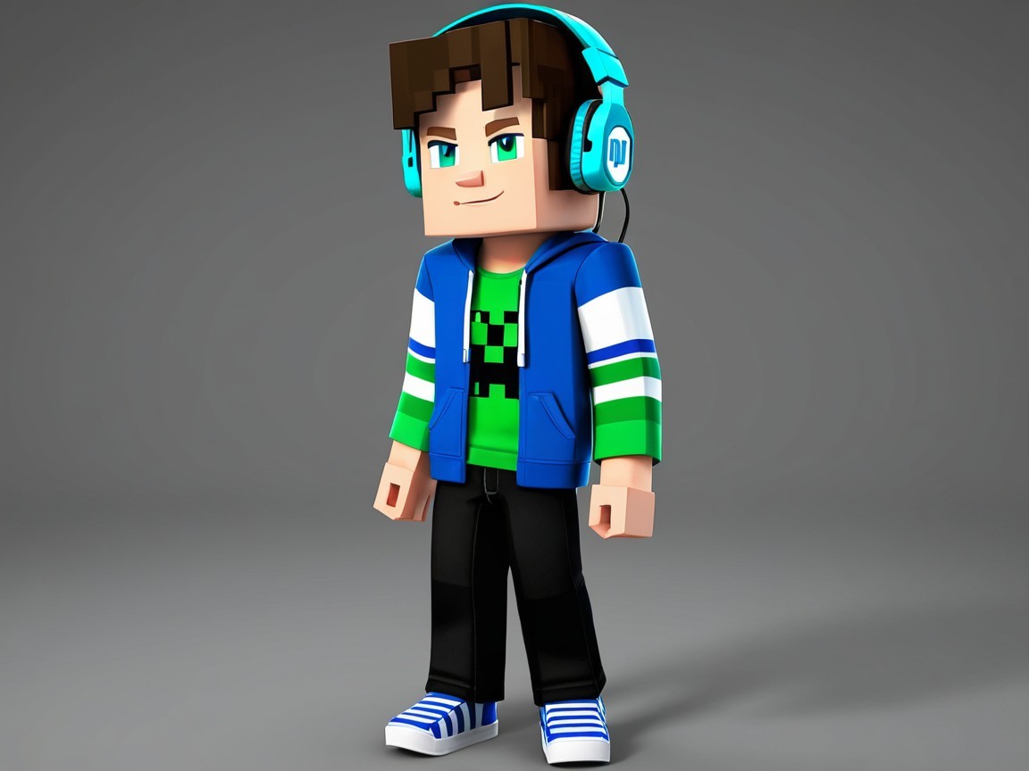 Stylized Minecraft-Inspired Character Design Description