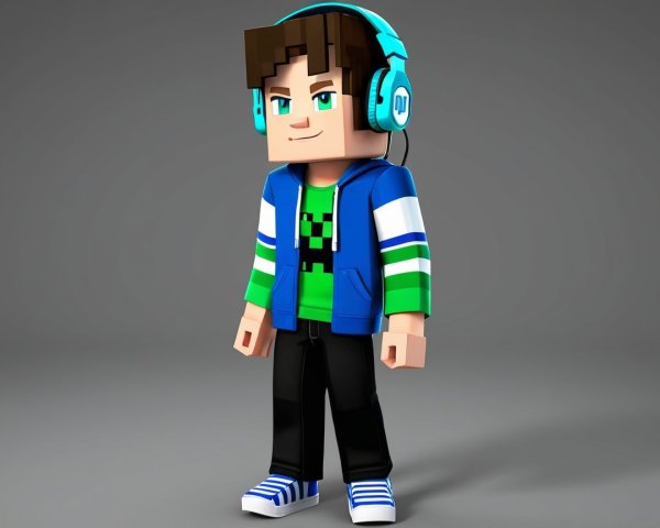 Stylized Minecraft-Inspired Character Design Description