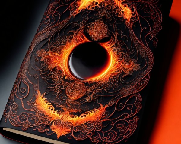 Book with Black Cover and Fiery Orange Designs