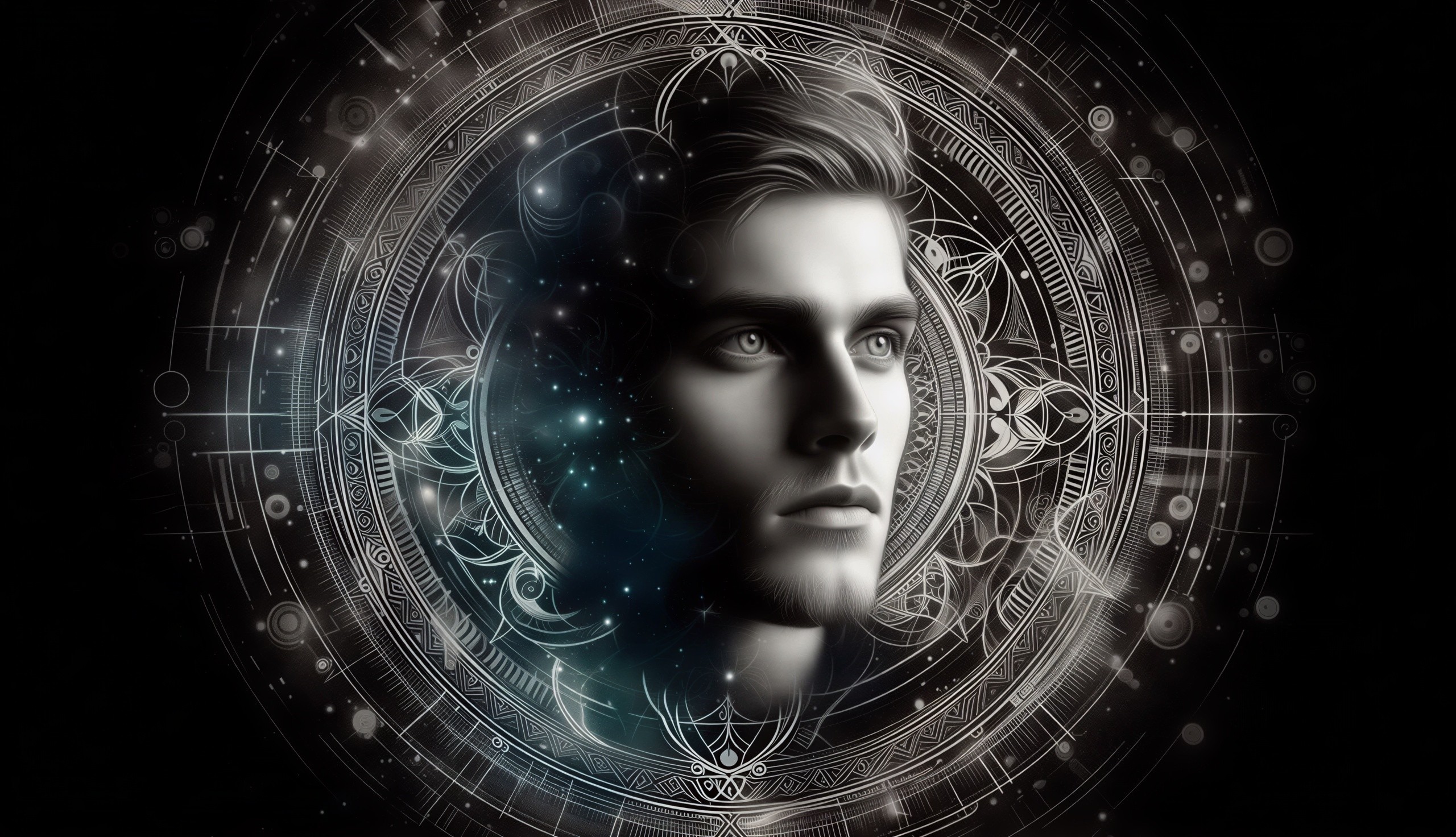 High-contrast digital illustration of a cosmic profile