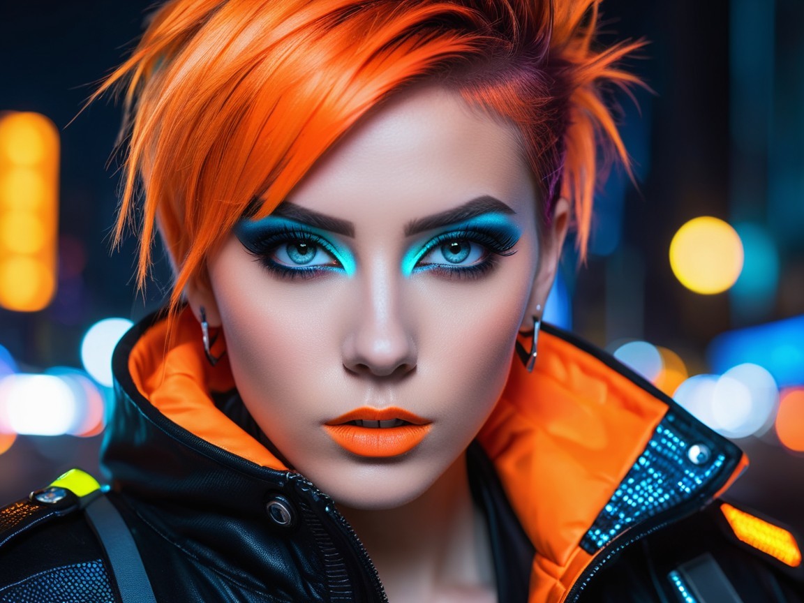 Model with Orange Hair and Bold Urban Fashion