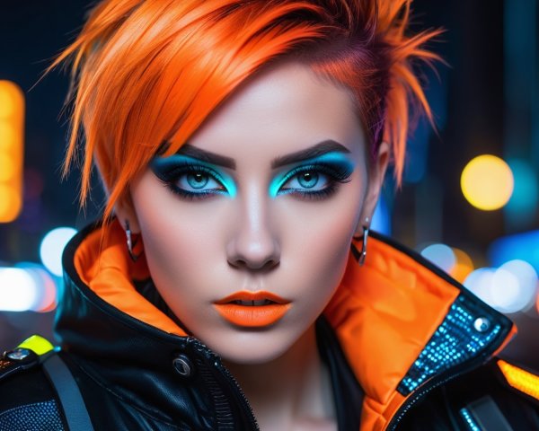 Model with Orange Hair and Bold Urban Fashion