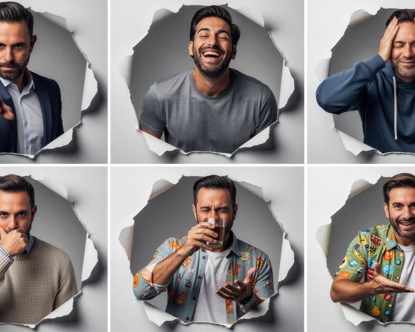 Grid of Six Images Featuring Head and Shoulders Portraits