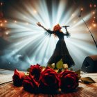 Concert Scene with Performer and Romantic Roses