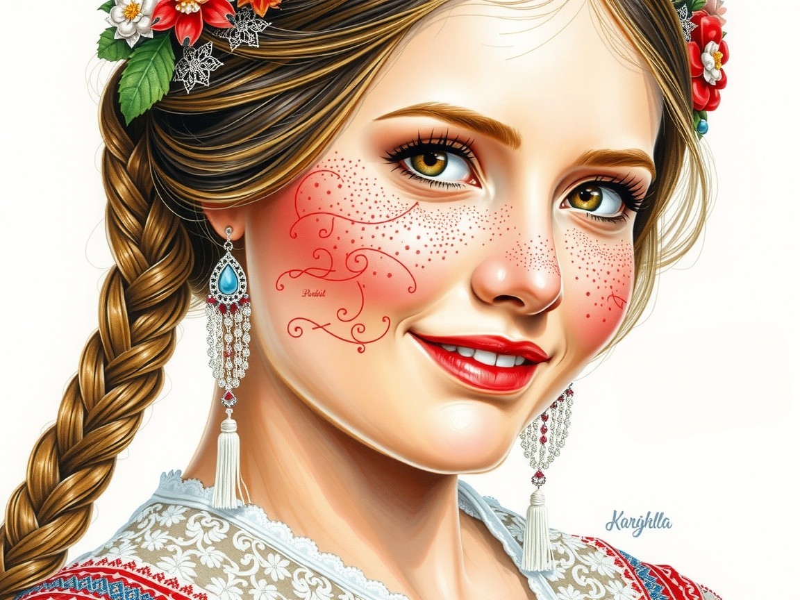 Young woman with braided hair and vibrant attire