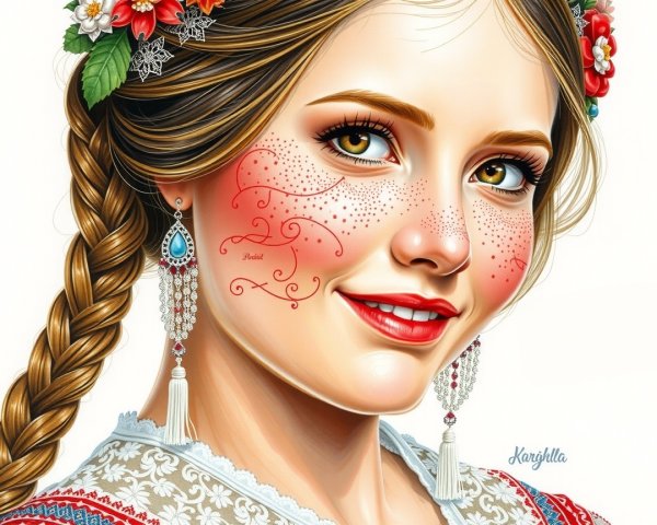 Young woman with braided hair and vibrant attire