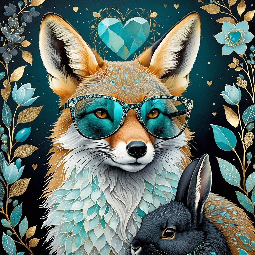 Close-up Digital Painting of a Fox in Stylish Sunglasses