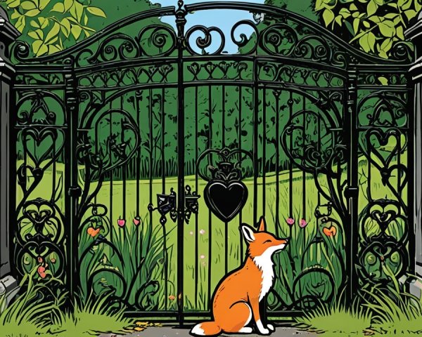 Intricate Wrought-Iron Gate with Lush Garden View