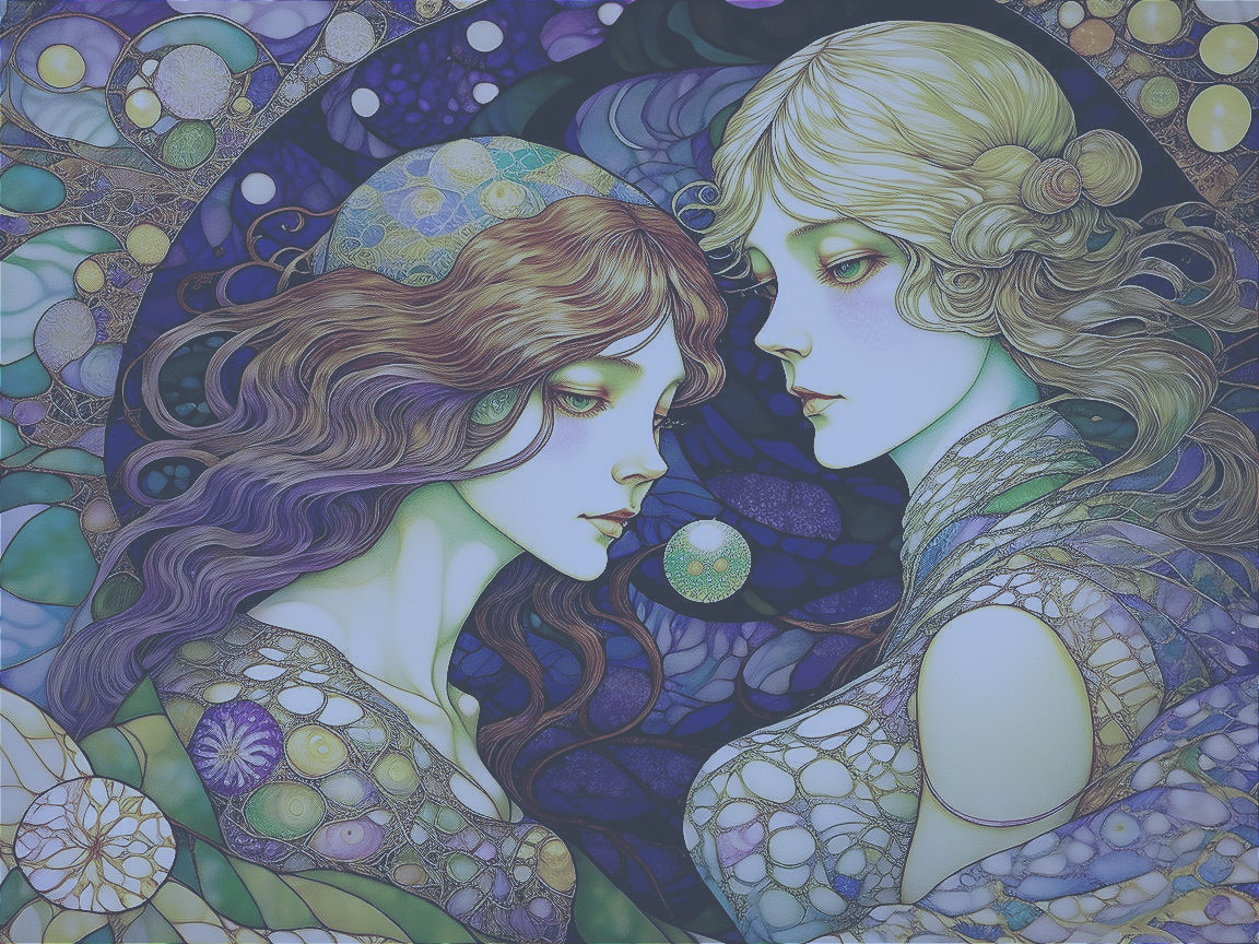 Ethereal Women with Flowing Hair in Vibrant Colors