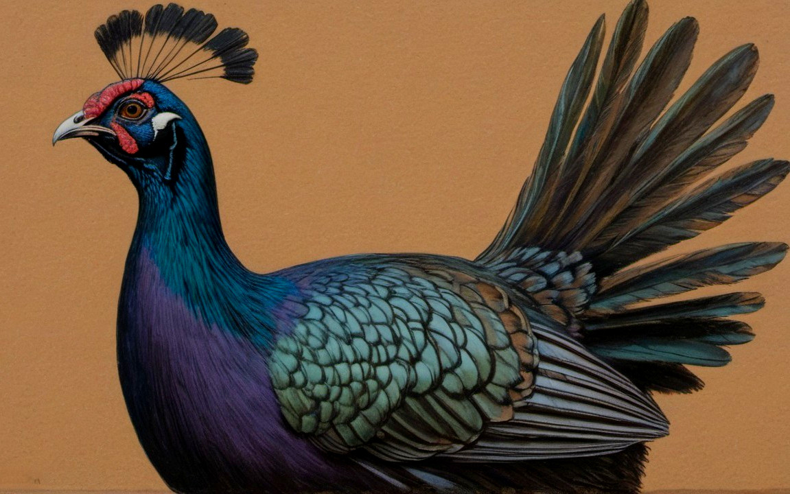 Vibrant Peacock Displaying Feathers Against Warm Background