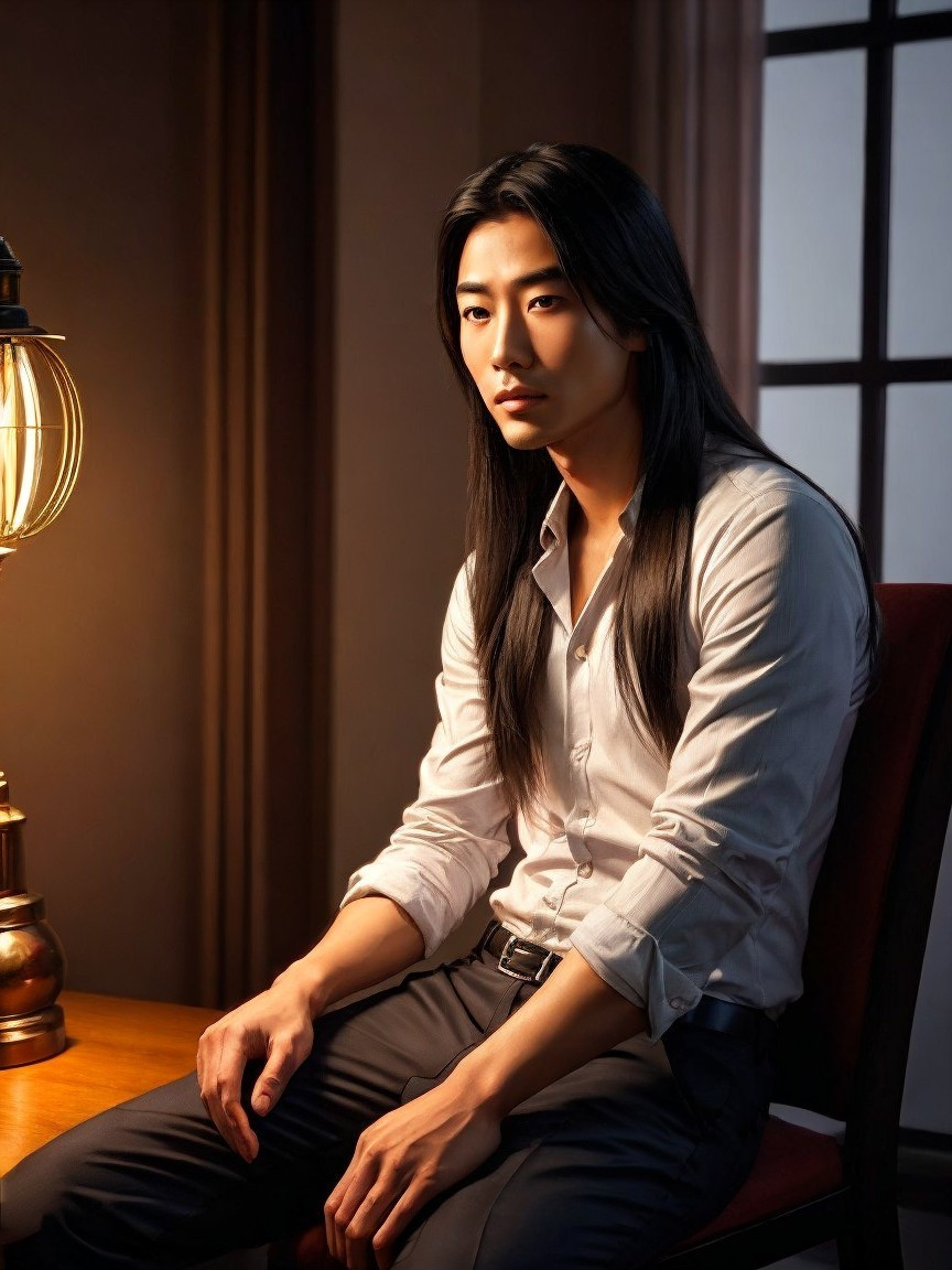 Contemplative Young Man in Softly Lit Room