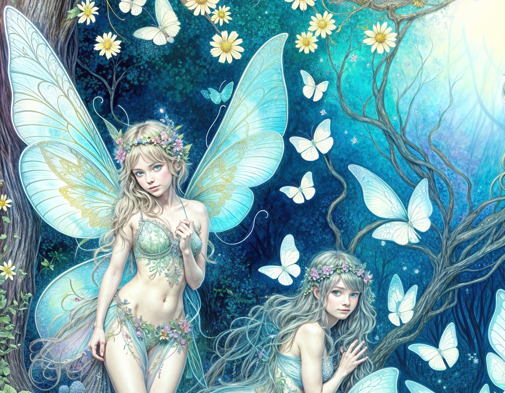 Ethereal Fairies in Enchanting Forest Setting
