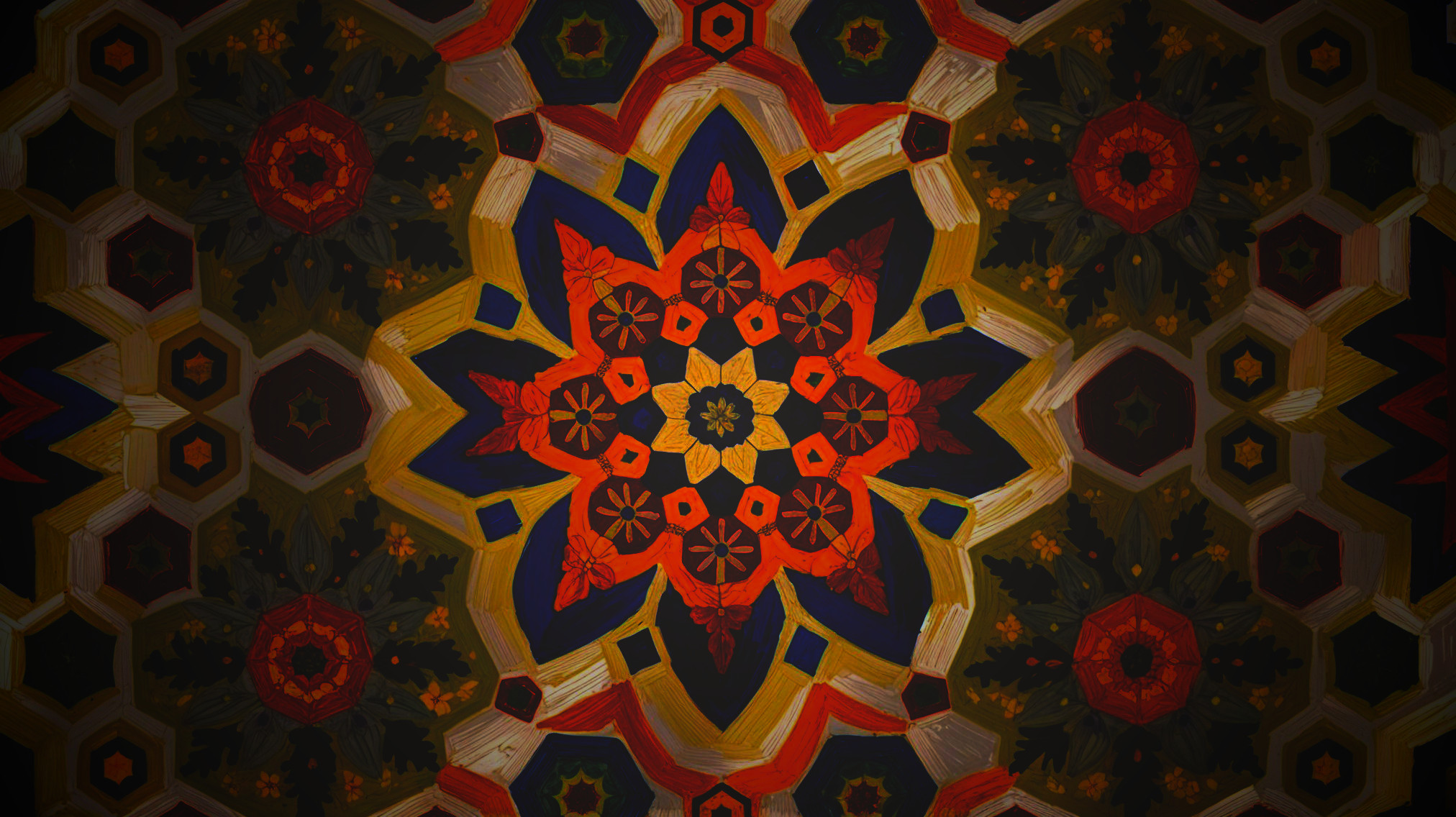 Intricate Mandala with Starburst and Floral Patterns