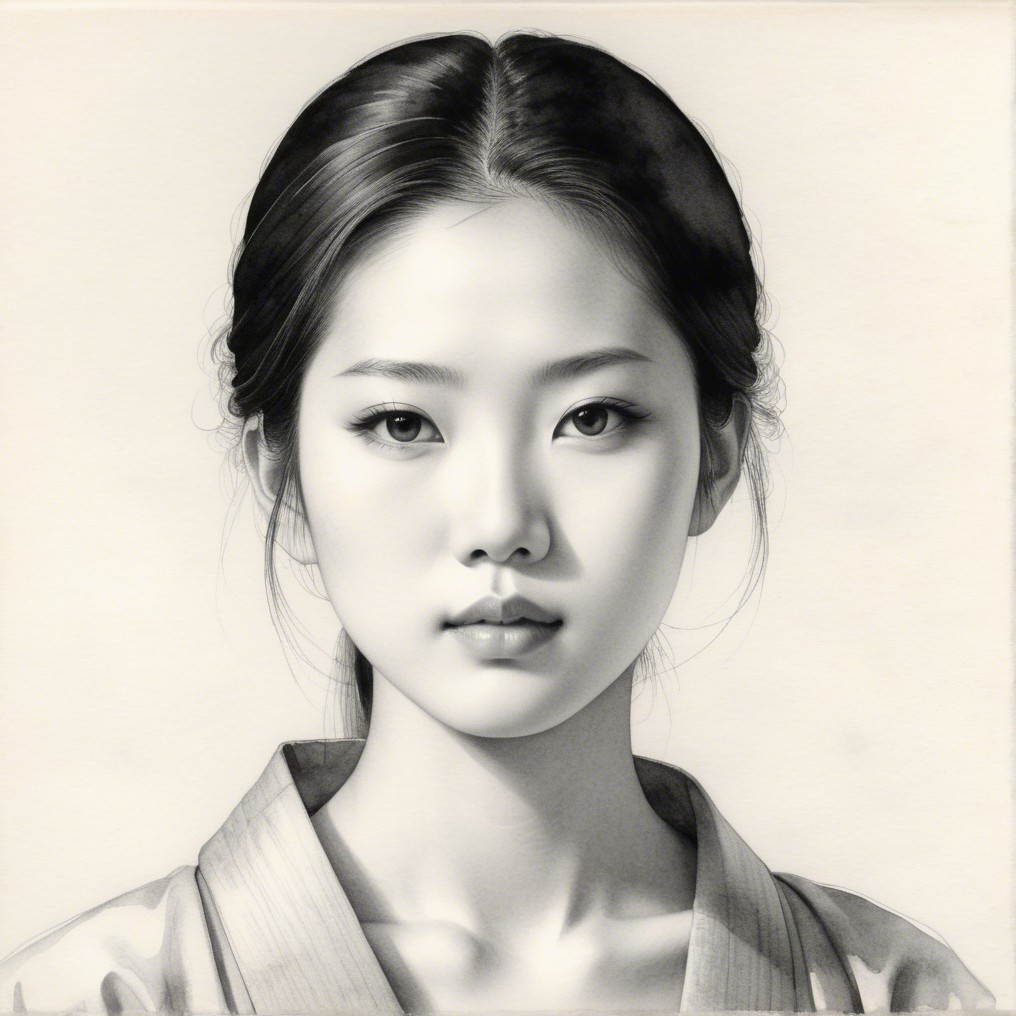 Monochromatic Portrait of a Young Woman's Serenity