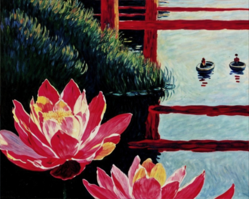 Vibrant Lotus Flowers in Tranquil Asian Waters