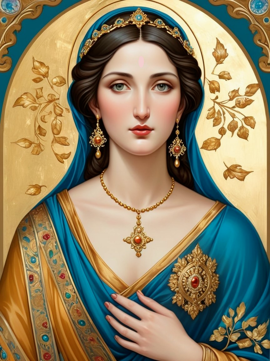 Serene Woman in Traditional Attire with Jewelry