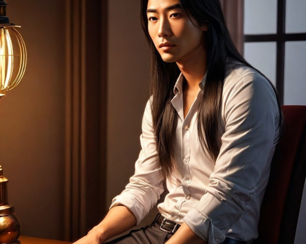 Contemplative Young Man in Softly Lit Room