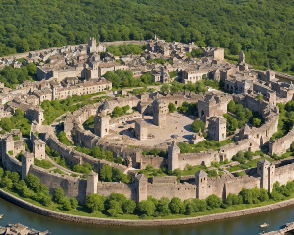 Medieval Castle Surrounded by Nature and Village