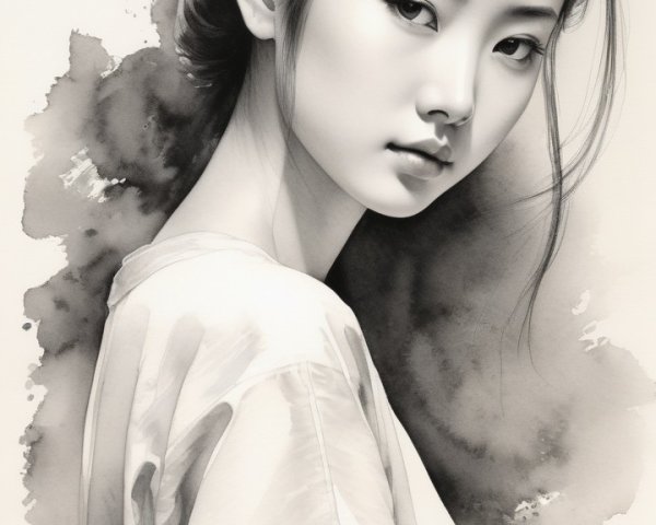 Portrait of a Young Woman with Serene Expression