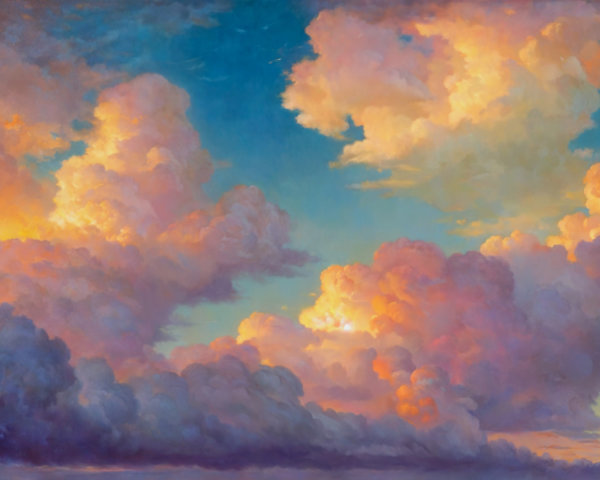 Vibrant Clouds in a Serene Sunset Sky