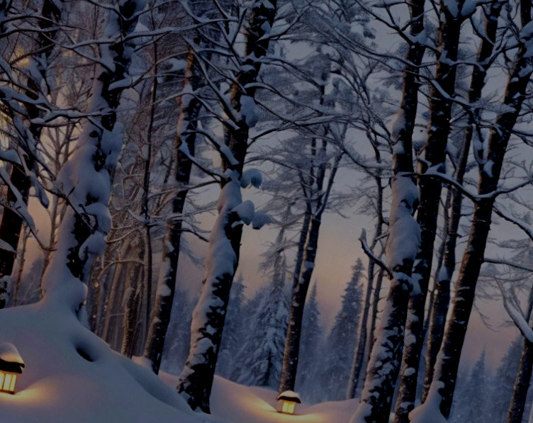 Serene Winter Landscape with Snow-Covered Trees