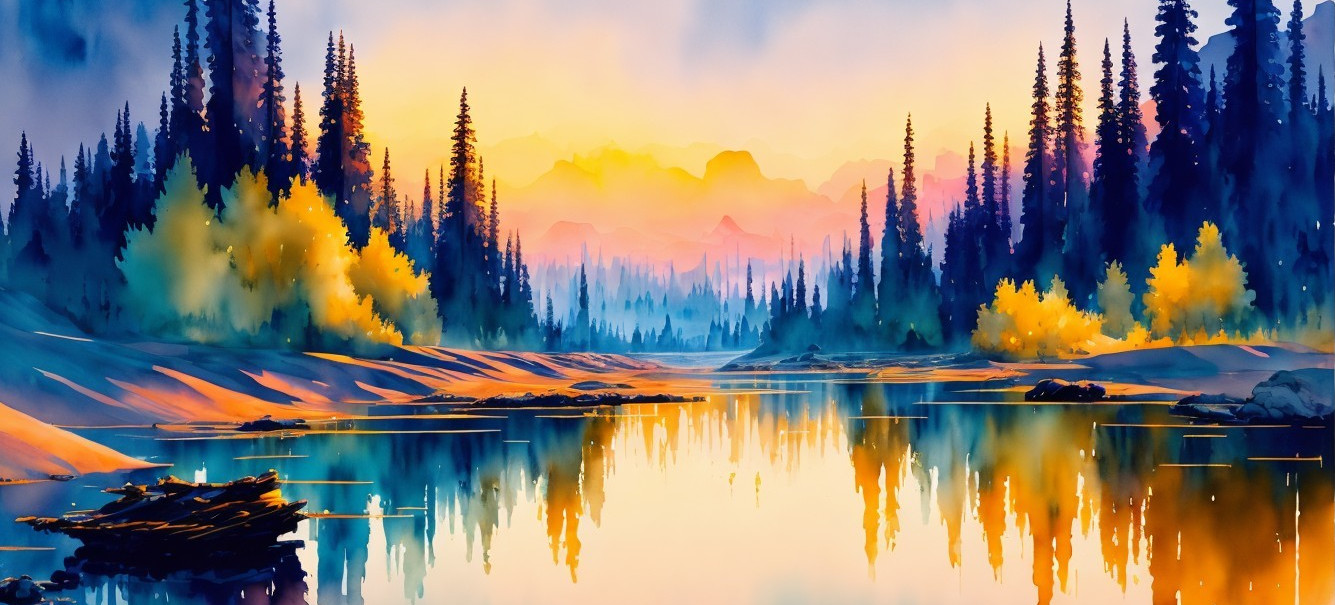 Tranquil River Landscape with Autumn Foliage