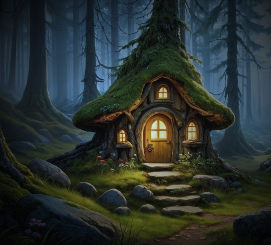 Whimsical Cottage in a Lush Forest Setting