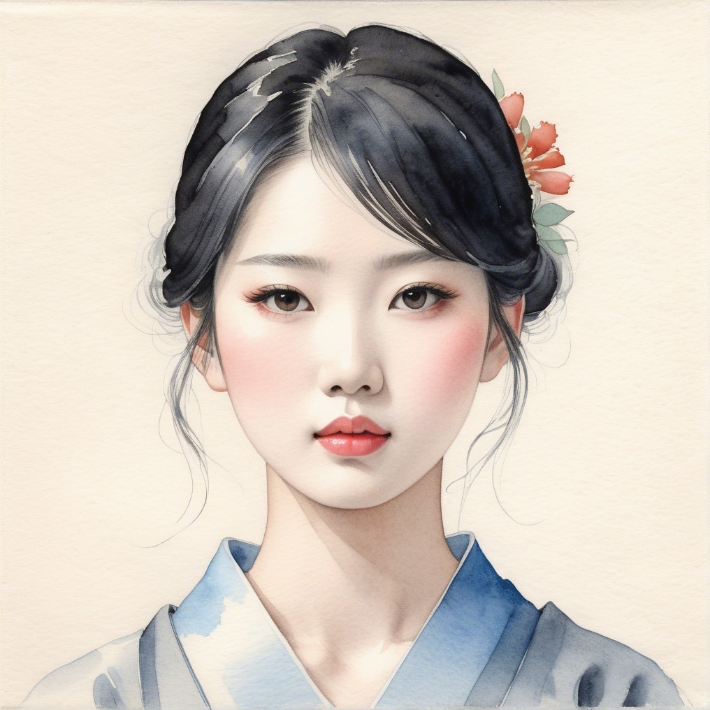 Serene Portrait of a Young Woman with Floral Accent