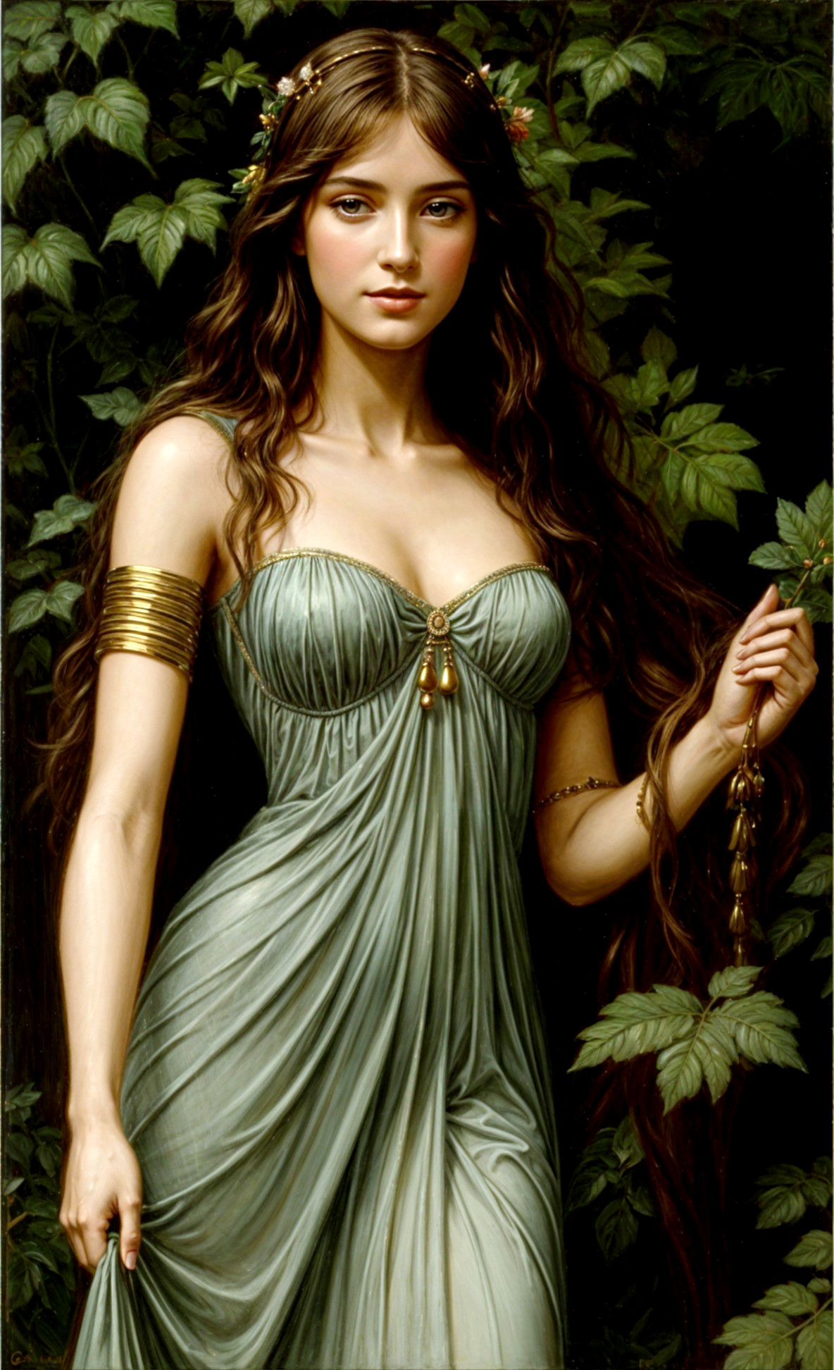 Portrait of a Young Woman in Nature with Greenery