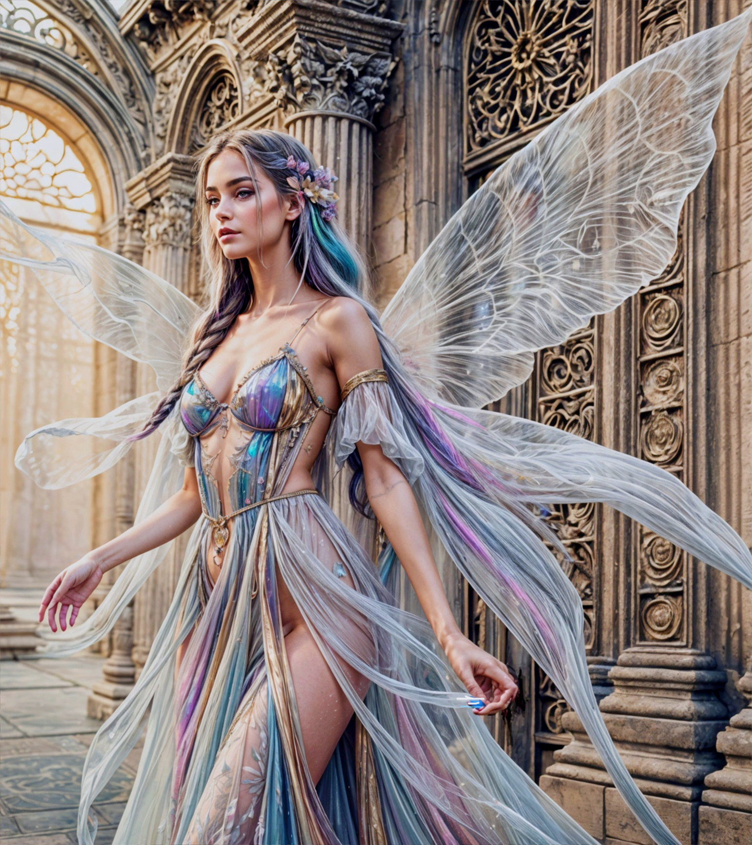 Fairy Wandering Through a Magical Stone Archway