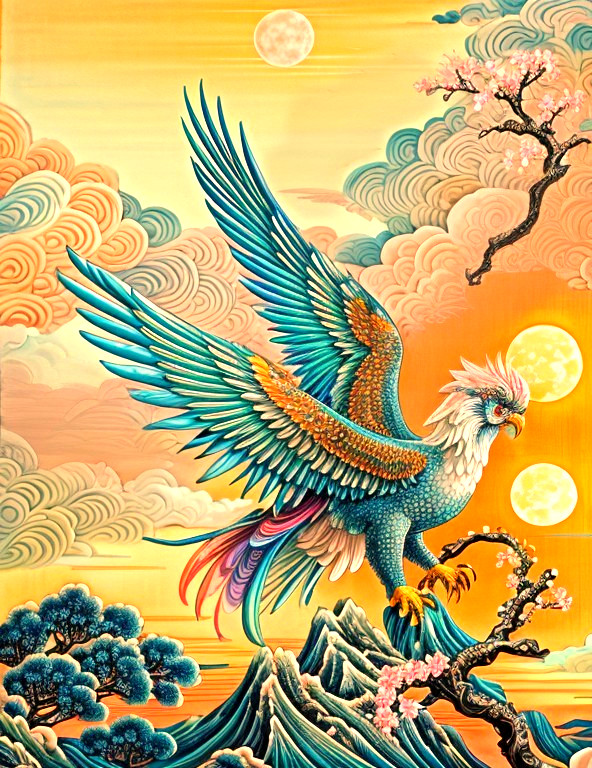 Majestic Creature in Dreamy Colorful Landscape