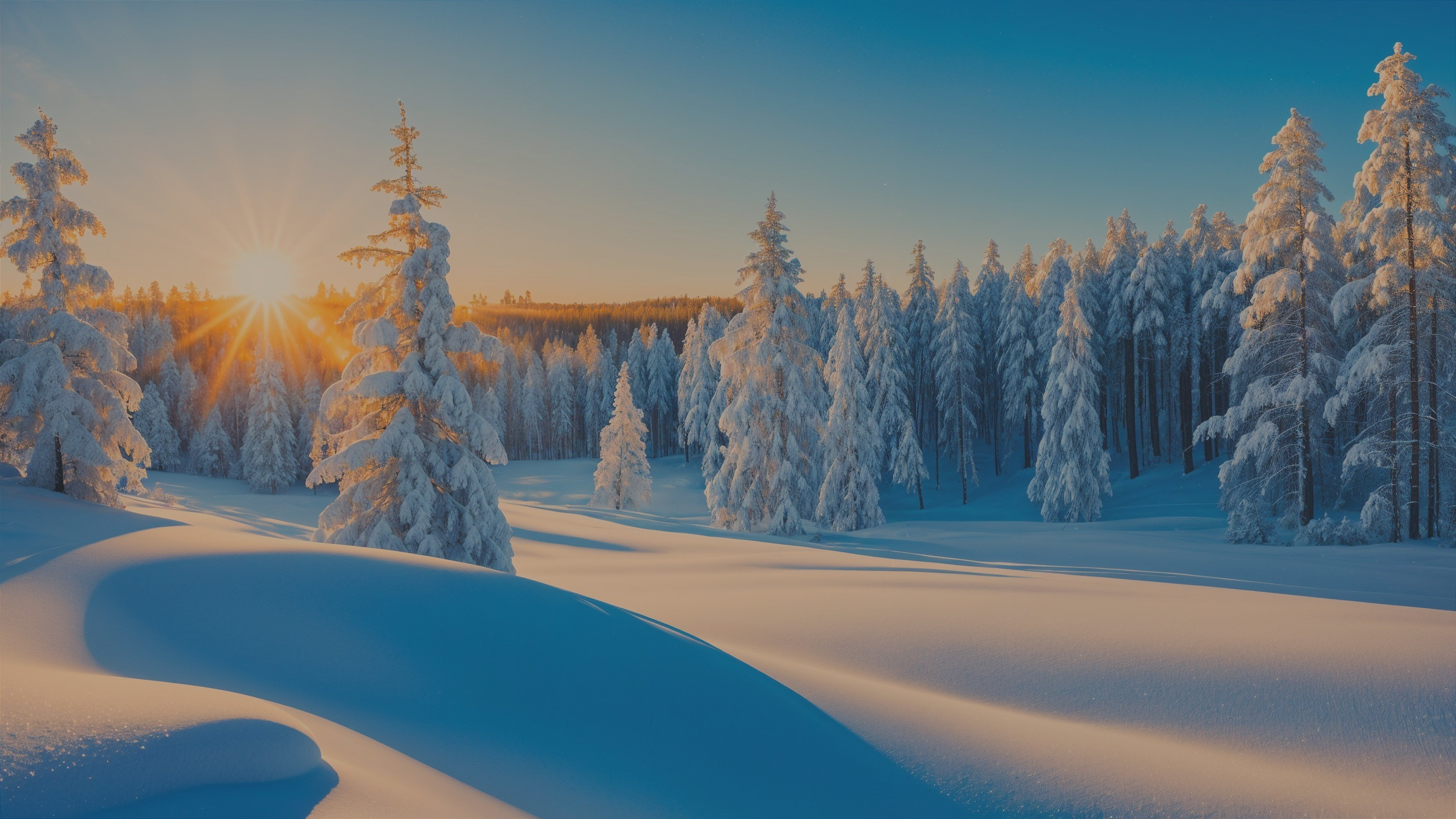 Serene Winter Landscape with Snow-Covered Trees