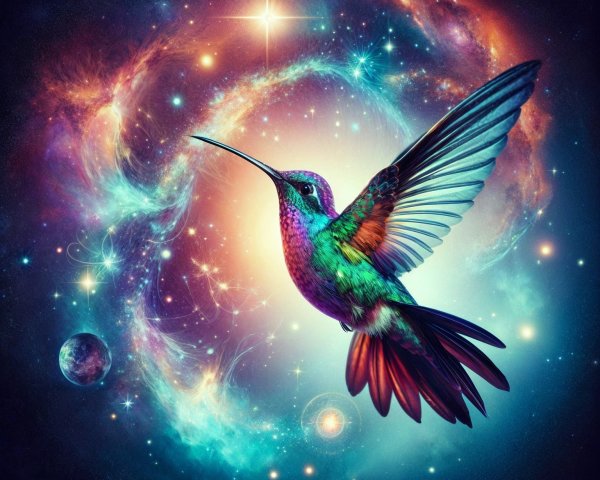 Hummingbird in a Cosmic Landscape with Galaxies