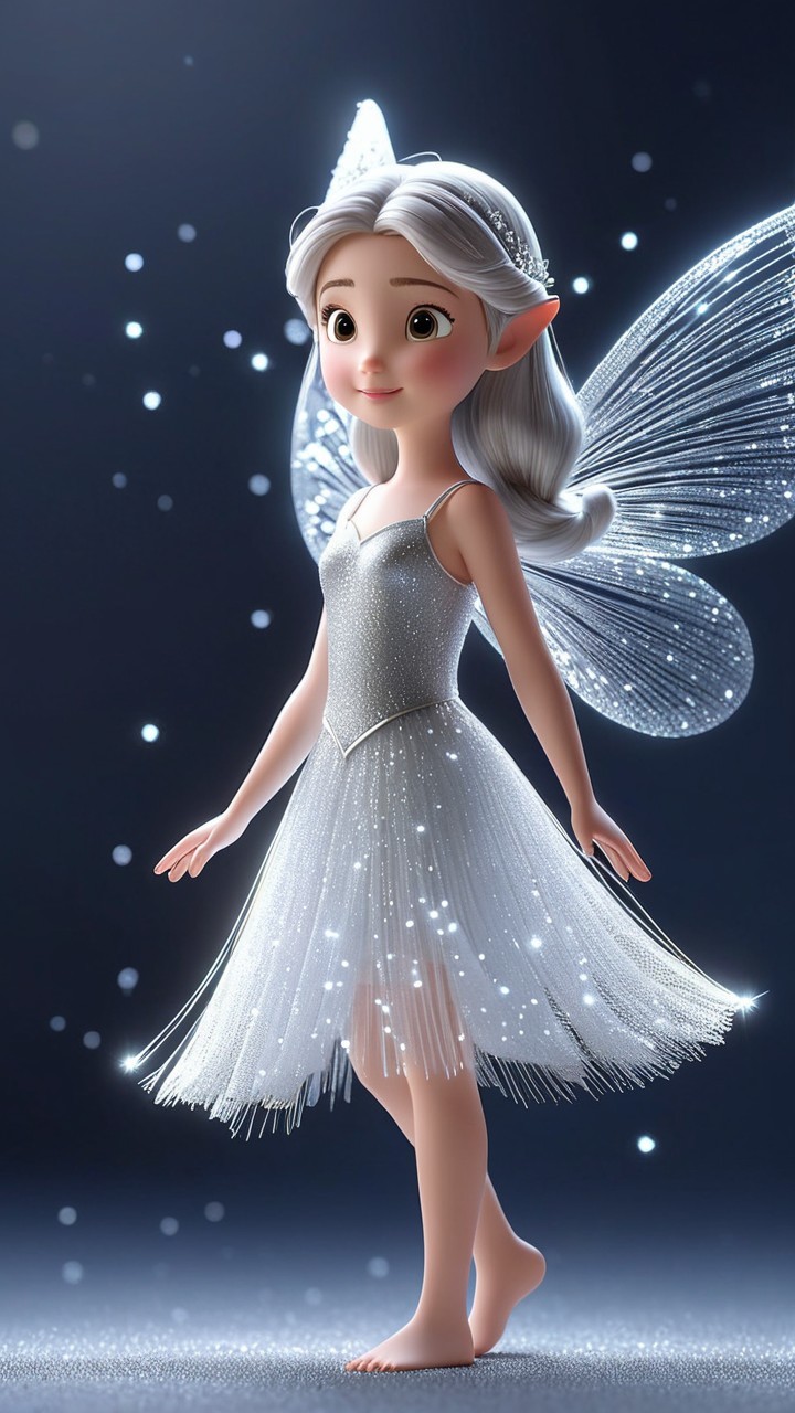 Charming Animated Fairy with Shimmering Wings and Dress