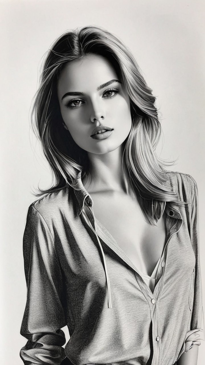 Black-and-white portrait of a young woman with elegance