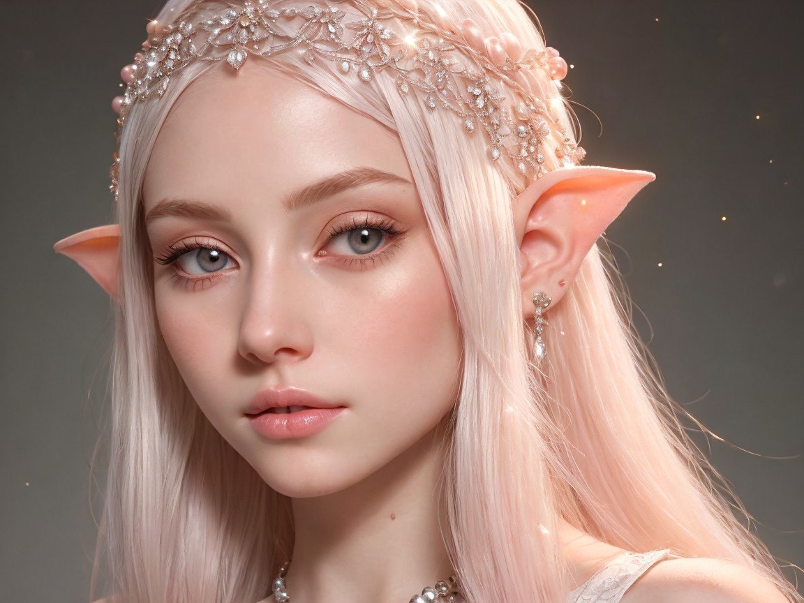Close-Up Portrait of a Young Woman with Elf Features