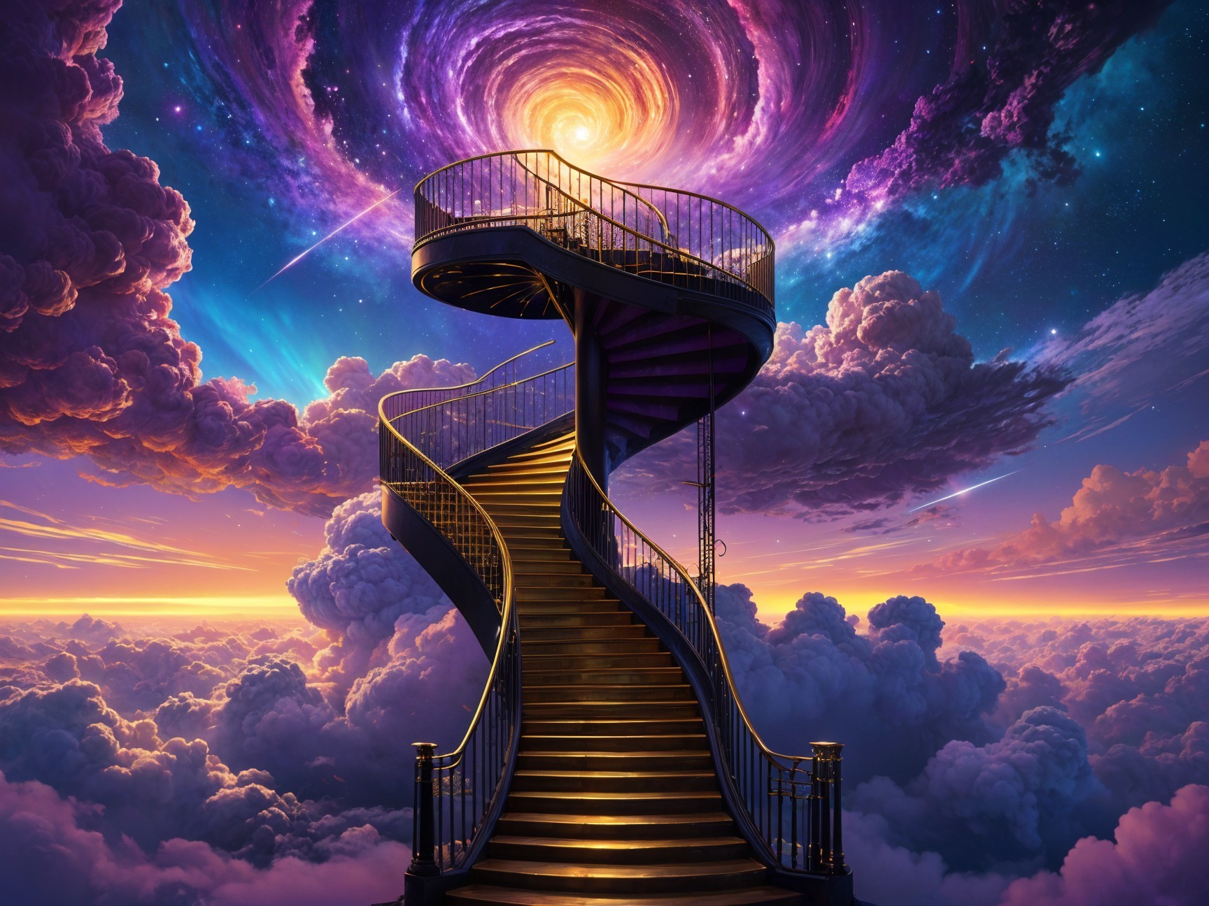 Spiral Staircase Ascending into a Cosmic Vortex