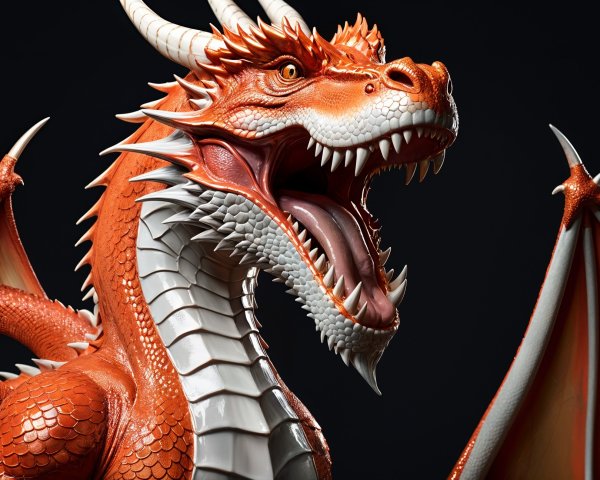 Realistic Orange Dragon Sculpture with Intricate Details