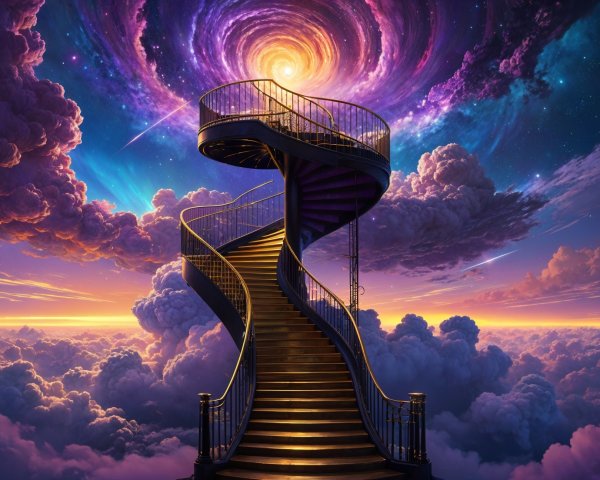 Spiral Staircase Ascending into a Cosmic Vortex
