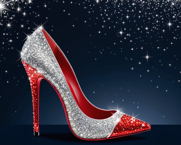 Glamorous High-Heeled Shoe with Glittering Design