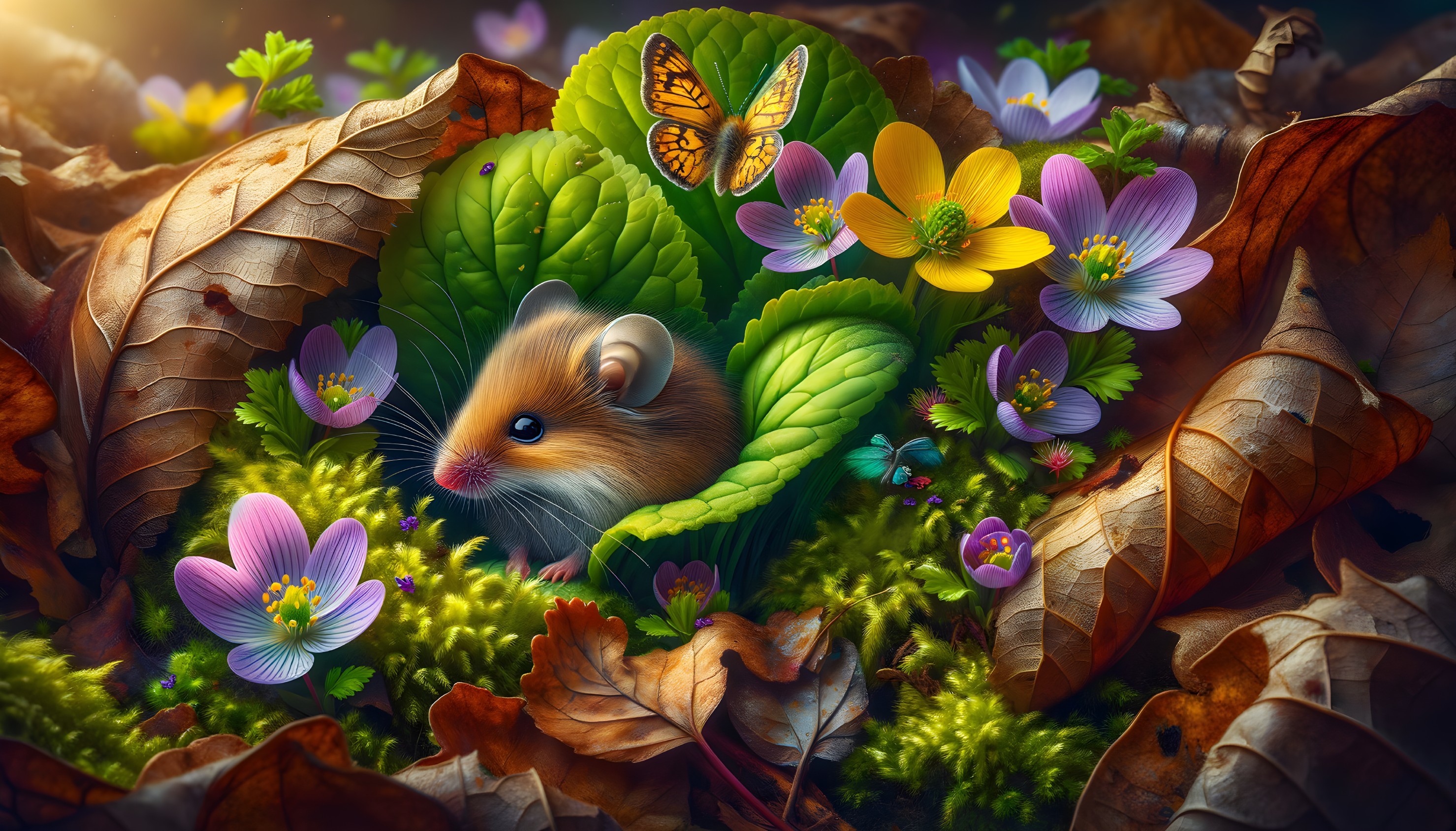 Fluffy Hamster in a Colorful Nature Setting