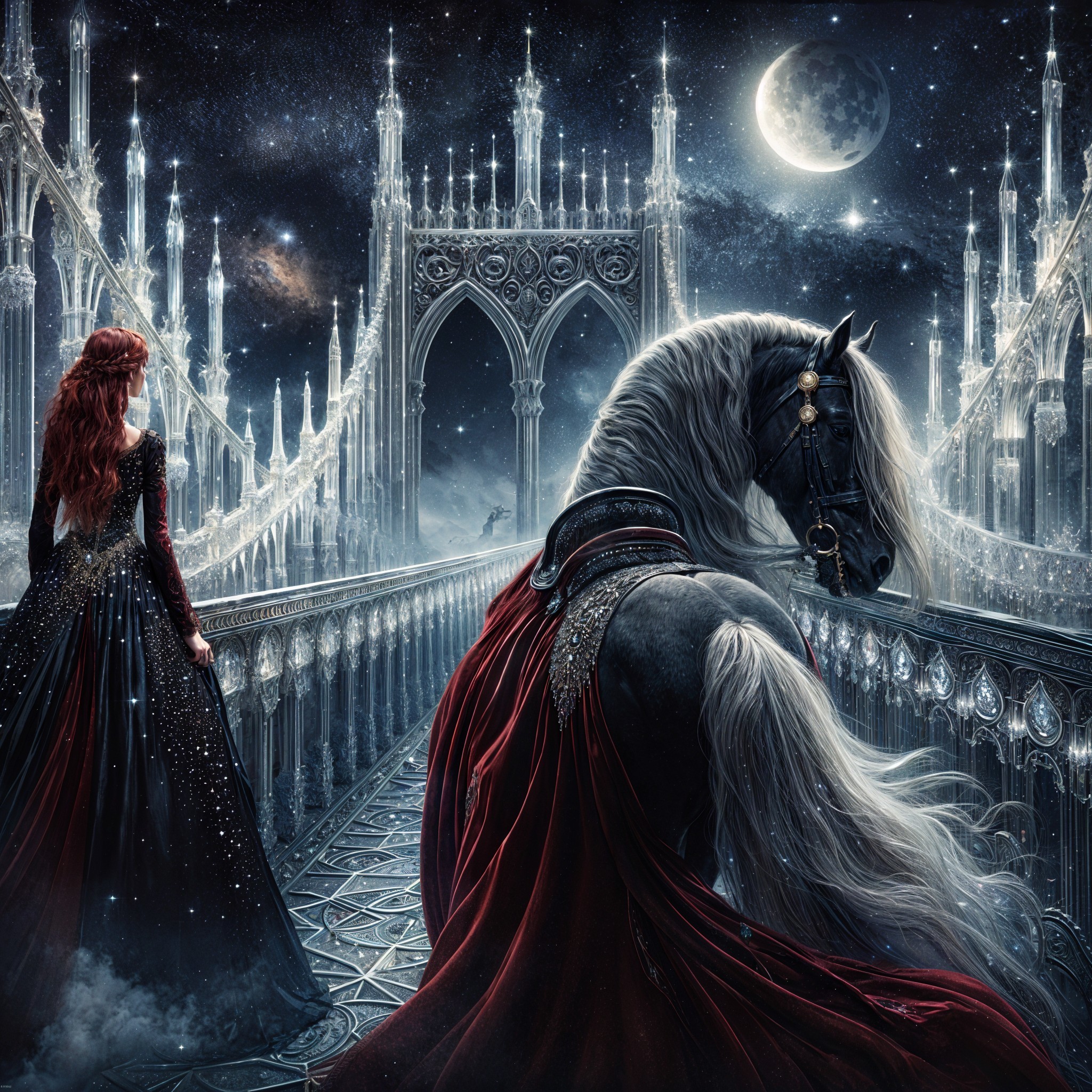 Mysterious Woman and Horse by Enchanted Bridge