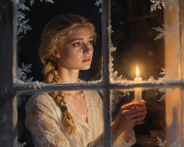 Ethereal Portrait of a Woman by Frosted Window