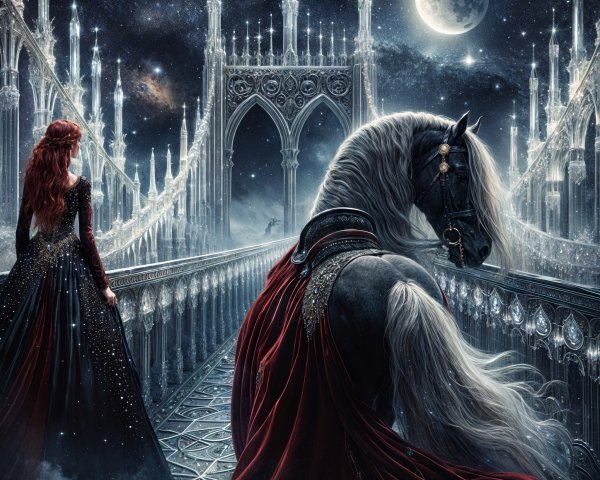 Mysterious Woman and Horse by Enchanted Bridge