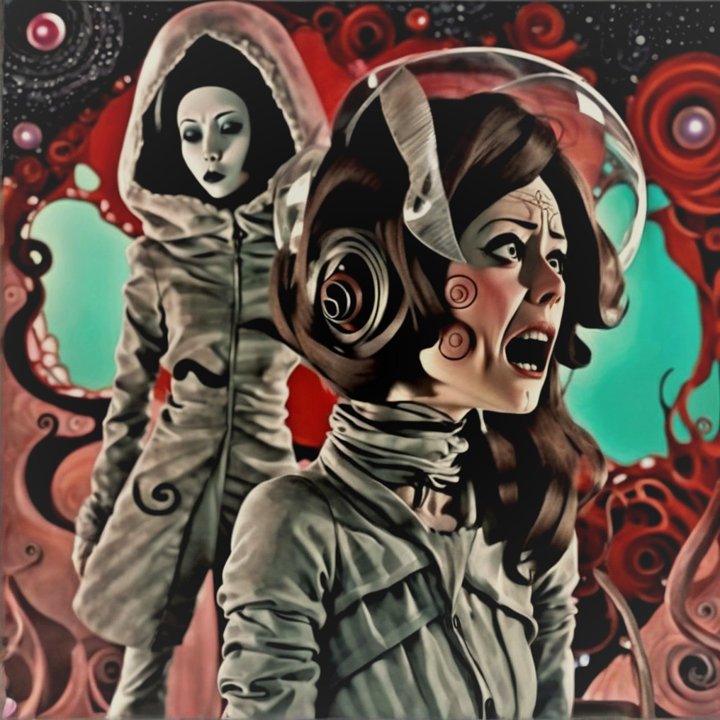 Surreal Scene of Two Women in Vibrant Colors